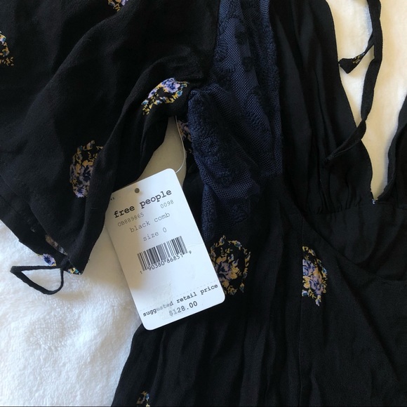 Free People Navy Open Back Flowy Lace Dress - Picture 6 of 7